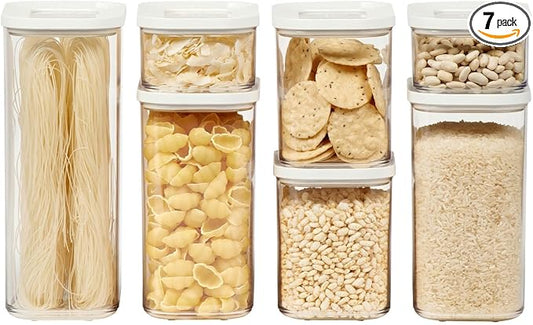 Mepal, MODULA 7 Piece Food Storage Box Set for Cereal or Pasta with 3 Transparent Lids, Airtight, BPA Free, 1 Set by MEPAL