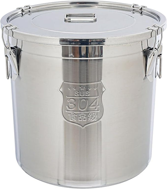 DYNAMI 12.7Gal 304 Stainless Steel Rice Storage Container,Extra Large Food Grade Canister,40-90Lbs Sealed Rice Bucket with Airtight Lid and Locking Buckle,for Rice, Flour, Grain (48L) by DYNAMI