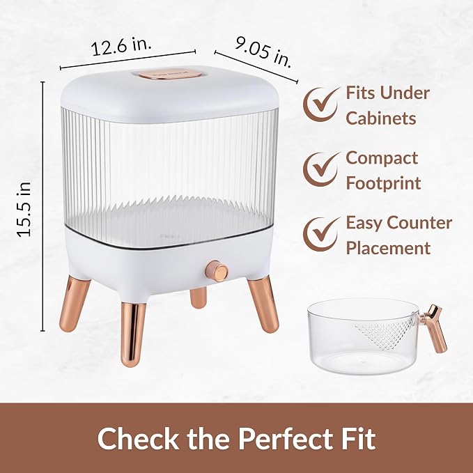 FromUS2U Rice Container, 25 Lbs Airtight Grain Dispenser, Large Cereal Dispenser Countertop for Kitchen Space-Saving Food Bin with Easy Pour Design for Pantry Organization - Image 5