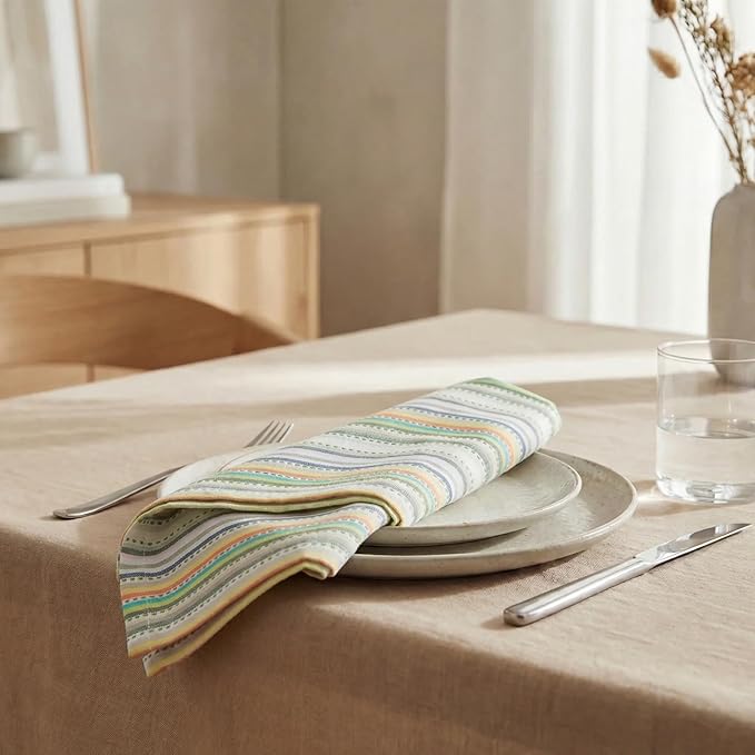 Urban Villa Cloth Napkins Cotton 20x20 (Set of 12) Multi Beige - Image 4