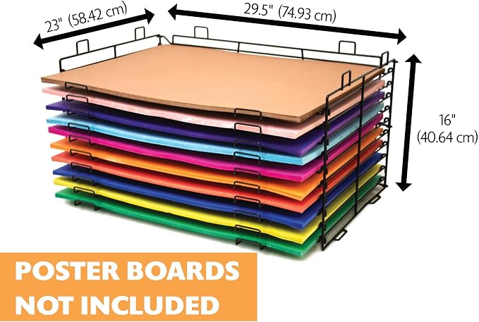 BAZIC Poster Board Display Rack Stackable 10-Slots, Art Drying Racks, Metal Steel Powder Coated, Assembled Size 29.5"x23"x16" (Boards Not Included) | stores and displays 22 x 28 in poster boards upright and separated - Image 2