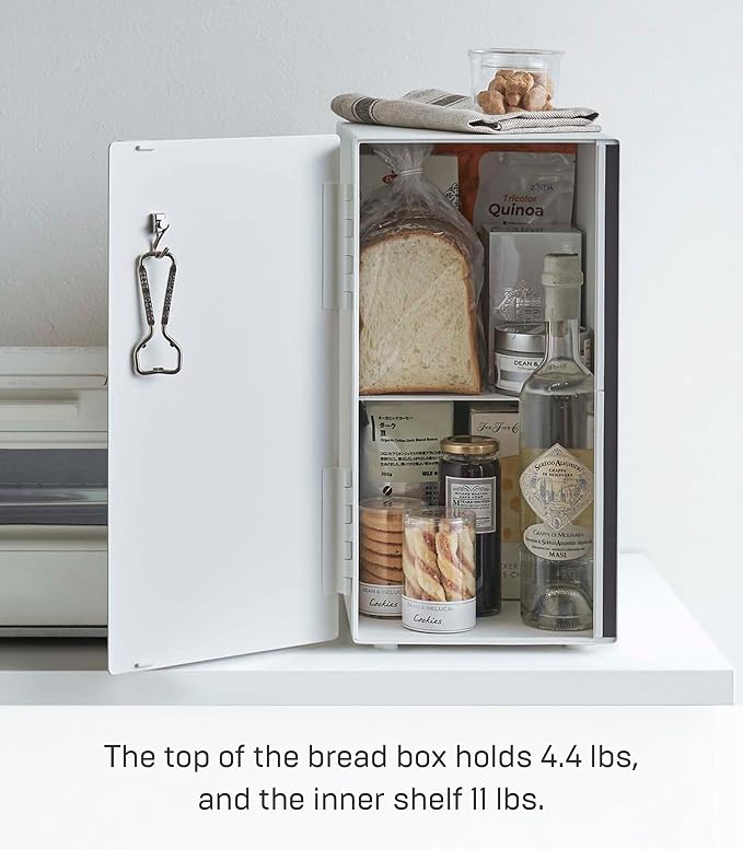YAMAZAKI Home Tower Bread Box Keeper Holder Container, Metal Bread Holder Saver, Slim Space Saving Counter Storage - Steel - Image 6