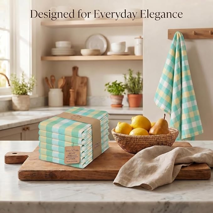 Urban Villa Kitchen Towels Cotton Dish Towels 20”x30” (Set of 6) Greensand - Image 5