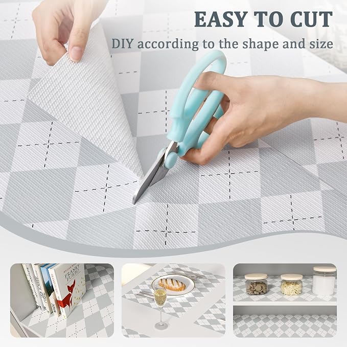 Shelf Liner for Kitchen Cabinets and Drawers, 24" x 240" Gray | Non-Adhesive Design, Waterproof & Non-Slip Protection, Easy Cut to Fit, Washable and Reusable, Pantry Storage - Image 4