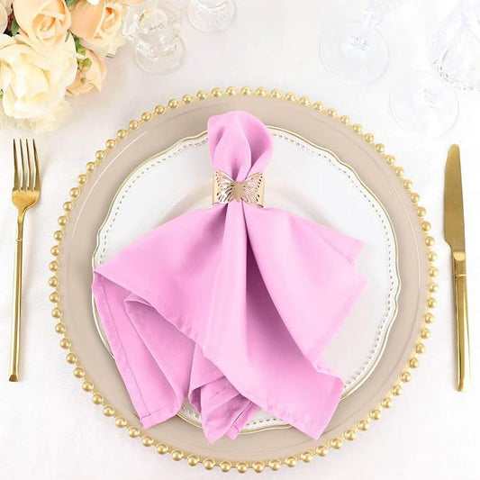 Efavormart Premium Cloth Napkins Set of 5, 17x17 Inch Pink Seamless Dinner Napkins, Washable Linen Table Napkin Cloth with Hemmed Edges for Weddings, Party and Banquet by efavormart