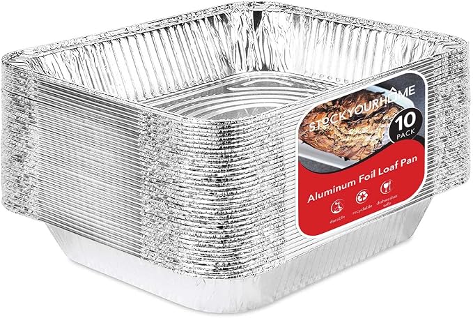 Stock Your Home Aluminum Pans 9x13 Disposable Foil Pans (10 Pack) - Half Size Steam Table Deep Aluminum Trays - Tin Foil Disposable Pans Great for Cooking, Heating, Storing, Prepping Food by StockYourHome