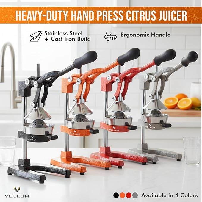 Manual Fruit Juicer - Commercial Grade Home Citrus Lever Squeezer for Oranges, Lemons, Limes, Grapefruits and More - Stain. | Heavy-duty stainless steel press handles lemons, limes, and grapefruits. Easy-squeeze lever arm suits home or commercial use. - Image 2