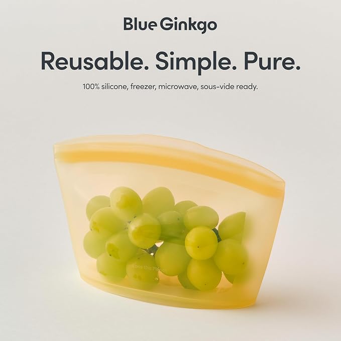 Blue Ginkgo Silicone Food Storage Bags, 3-Pack, Reusable, Made in Korea | Leakproof. Stand Up. Freezer and Dishwasher Safe. (Pumpkin) - Image 6
