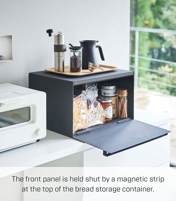 YAMAZAKI Home Tower Bread Box Keeper Holder Container, Metal Bread Holder Saver, Slim Space Saving Counter Storage - Horizontal - Steel | Sleek metal bread holder and saver container. Slim, space-saving design fits countertops. Adds practical everyday ... - Image 2