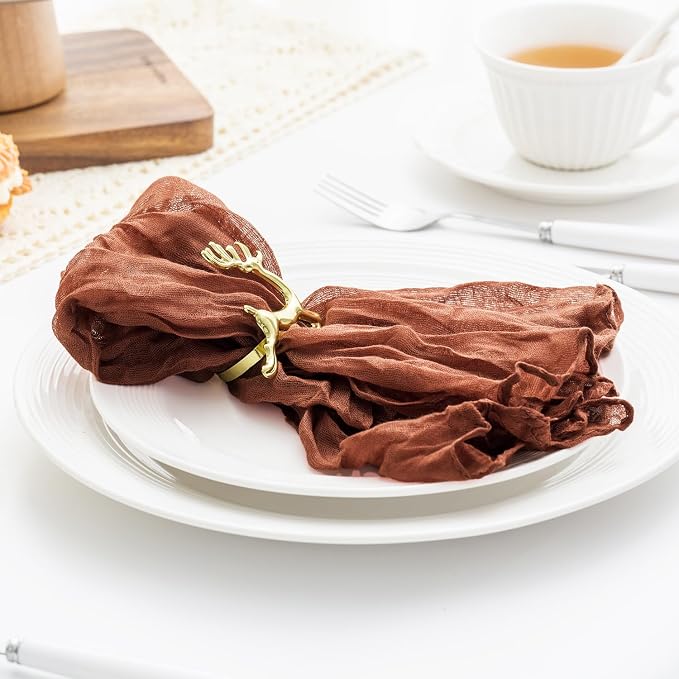 60 Pack Terracotta Cheesecloth Napkins 21x21 Inches Terracotta Cloth Napkins Washable Set of 60 Dinner Table Napkins for Wedding Bridal Baby Shower Rustic Boho Cotton Gauze Summer Party Table Decor - Image 5
