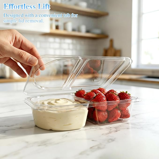20 Pack Reusable Snack Containers with Lids - 10oz (285ml) 2-Compartment Divided Containers for School & Days Out - Image 4