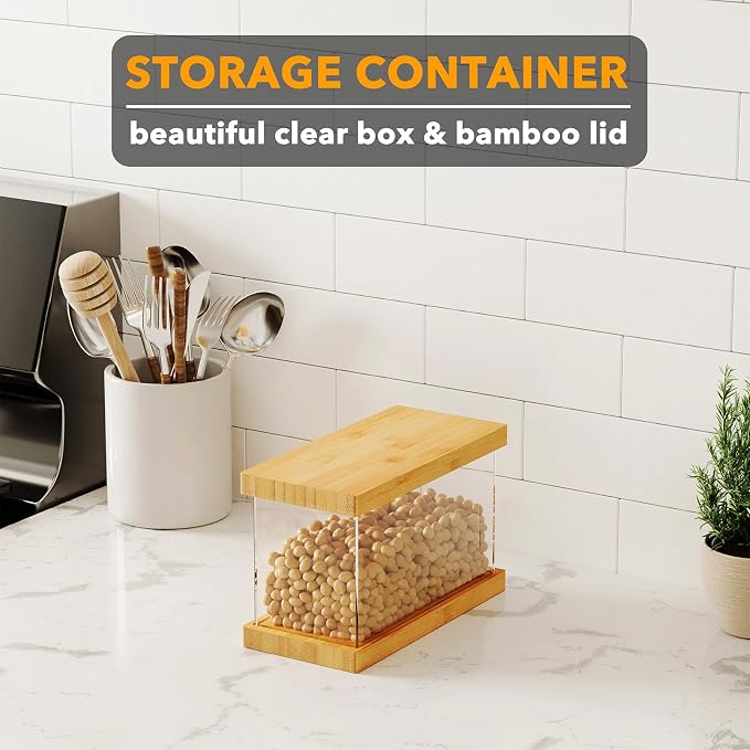 SpaceAid Bamboo Food Storage Container - Airtight Cereal Containers with Lids, Kitchen Cereal Canisters Pantry Organizers and Storage for Rice, Flour, Coffee, Snack, Extra Small 1 Pack - Image 3