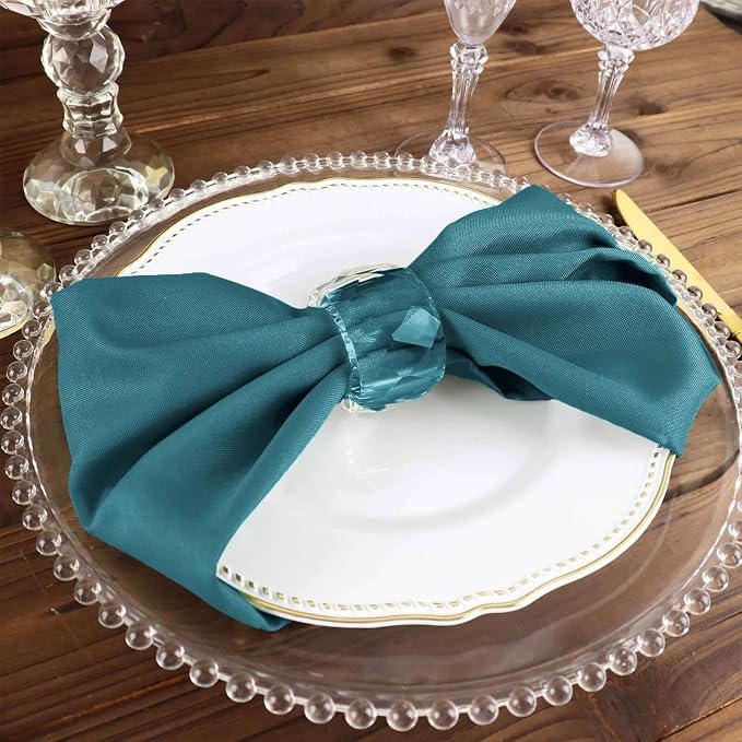 Efavormart Premium Cloth Napkins Set of 100, 17x17 Inch Peacock Teal Green Seamless Dinner Napkins, Washable Linen Table Napkin Cloth with Hemmed Edges for Weddings, Party and Banquet - Image 6