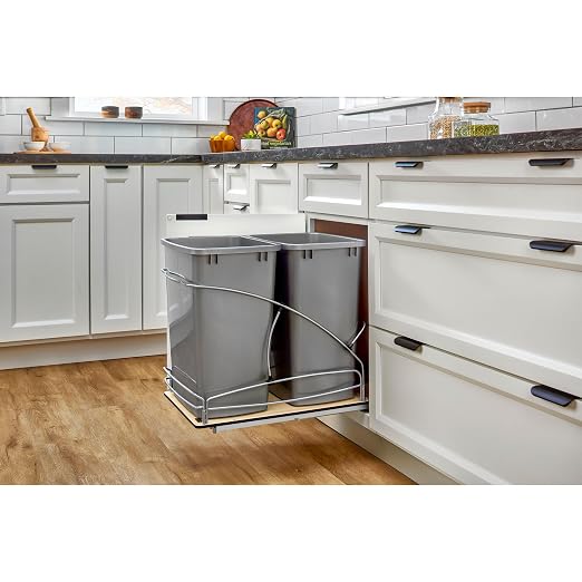 Rev-A-Shelf Double Pullout Trash Can w/Soft-Close Slides, 14.5" Min Opening | Large Capacity Garbage/ Recycling Waste Bins for Under Kitchen Cabinets, Heavy Gauge Wire Construction, 54WC-1835SC-17-1 - Image 6