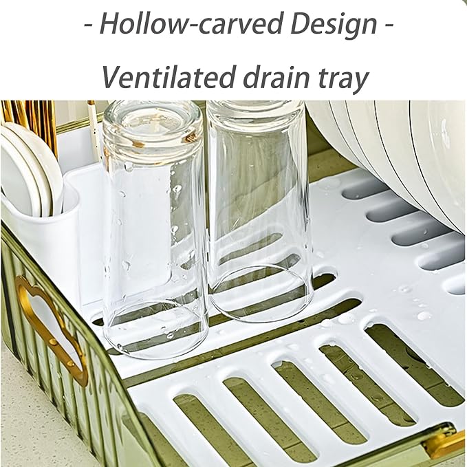 Dxcaicc Dish Drying Rack, PP Material, Drying Rack with Utensil Holder, Holder for Kitchen Dish Drainers, 17x5x10 Inch, Grey - Image 4