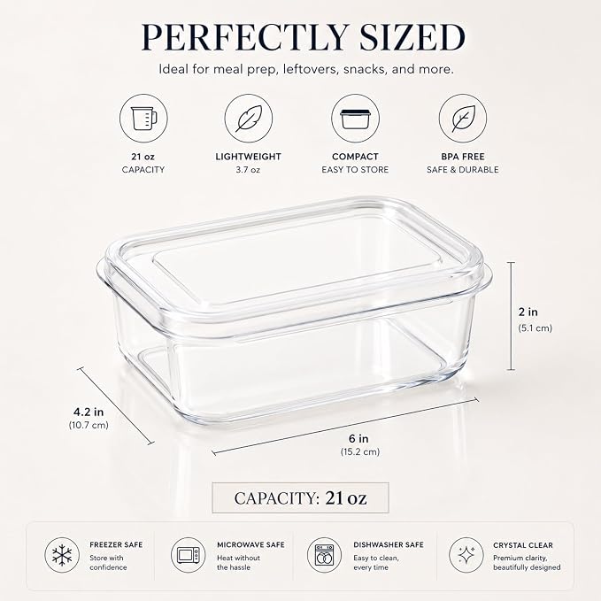 Lustroware Micro Clear Transparent Food Storage Containers with Lids – BPA-Free, Shatterproof, Dishwasher & Microwave Safe, 21oz Stackable Refrigerator Organizer Bins, Made in Japan, Set of 12 - Image 4