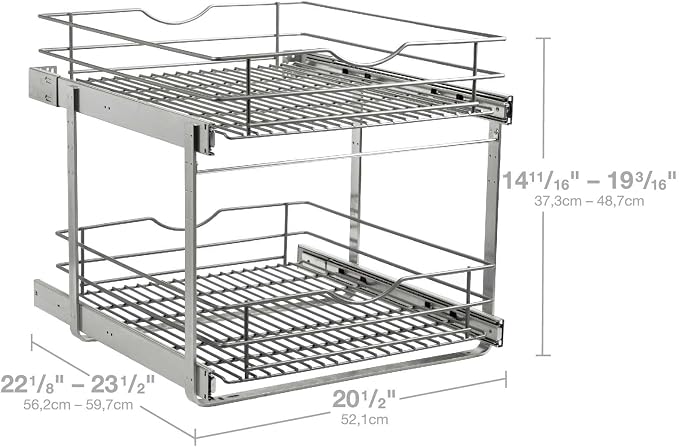 2 Tier Pull Out Cabinet Organizer,(20½"W x 22" D) Soft Close Slide Out Drawer For Kitchen Base Cabinet, Individual Pull Out Shelf, Roll Out Pantry Organization, 22 Inch Deep - Image 3