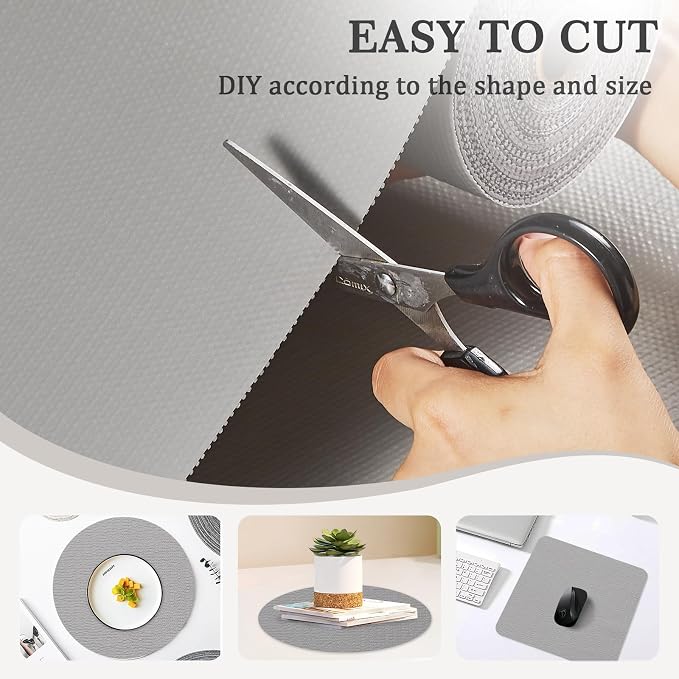 Shelf Liner for Kitchen Cabinets and Drawers, 12" x 240" Light Gray | Non-Adhesive Design, Waterproof & Non-Slip Protection, Easy Cut to Fit, Washable and Reusable, Pantry Storage - Image 5