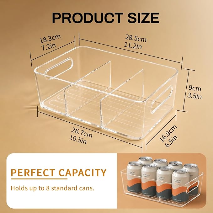 Mpotmiy 10-Pack Pantry Organizers and Storage, Clear Fridge Organizer Bins | Clear stackable plastic bins with removable dividers for packets, snacks, pouches and spices in pantry, fridge or freezer. - Image 6