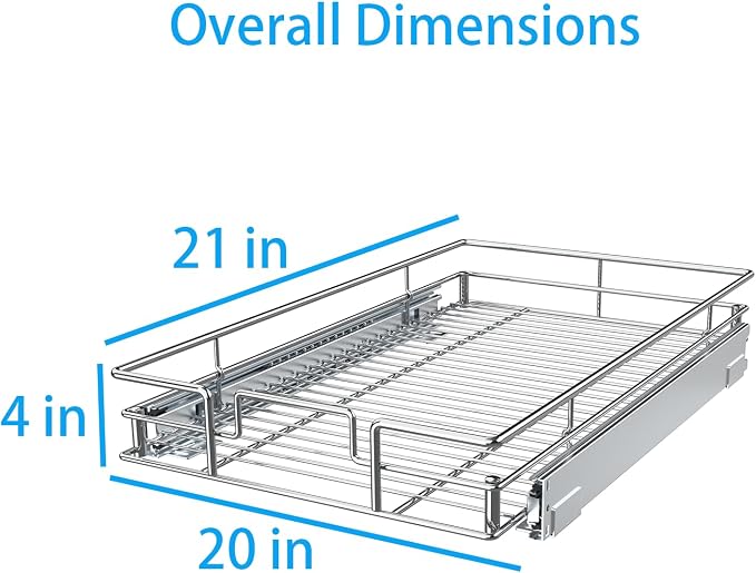 Pulloutor Pull Out Cabinet Organizer,Slide Out Kitchen Cabinet Storage Shelf and Drawer Organizer NEED 21" W and 22" D Cabinet, Chrome Finish (20 * 21 in) - Image 2