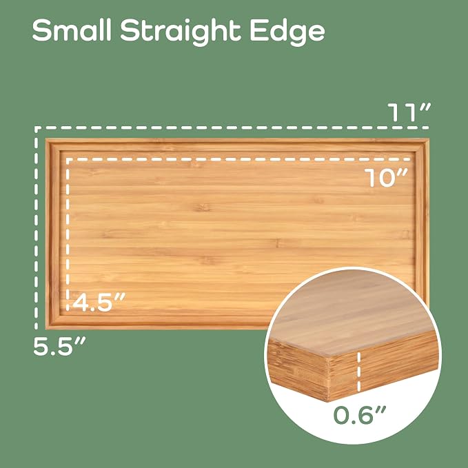 BambooMN Organic Bamboo Serving Tray, Vanity, Tea, Appetizers, Snacks, Charcuterie Board, 11"x5.5"x0.6" - 30 Trays - Image 4