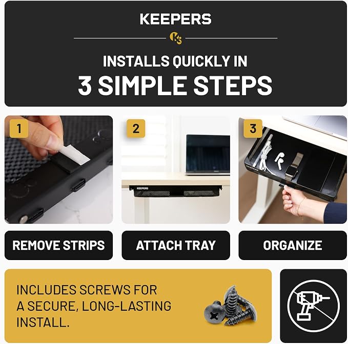 KEEPERS Anything Keeper — Compact 11x10in Under-Cabinet Slide-Out Drawer, Hidden Steel Organizer for K-Cups & Desk Items, RV & Small Kitchen — Black - Image 5
