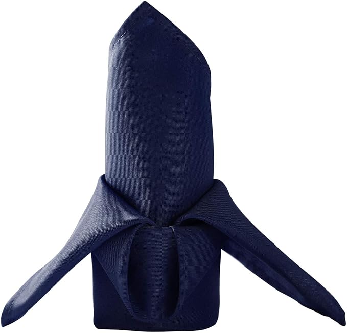 50pcs Polyester Cloth Napkins - 17 x 17 inch Navy Dinner Washable Napkins with Hemmed Edges for Restaurant/Wedding/Hotel(50,Navy) by Ascoza