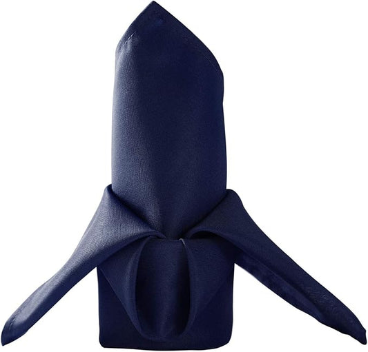 50pcs Polyester Cloth Napkins - 17 x 17 inch Navy Dinner Washable Napkins with Hemmed Edges for Restaurant/Wedding/Hotel(50,Navy) by Ascoza
