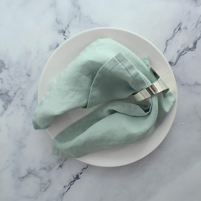 100% Linen Dinner Napkins 15x15 Inch,Soft and Durable Natural French Flax Cloth Napkins,Stone Washed Set of 4(Sky Blue) - Image 6