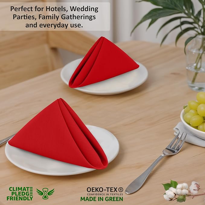 Ruvanti Cloth Napkins Set of 12, 18x18 Inches, 100% Cotton, Washable, Soft & Absorbent, Perfect for Wedding, Christmas, ‎Thanksgiving Dinners - Flame Scarlet - Image 7