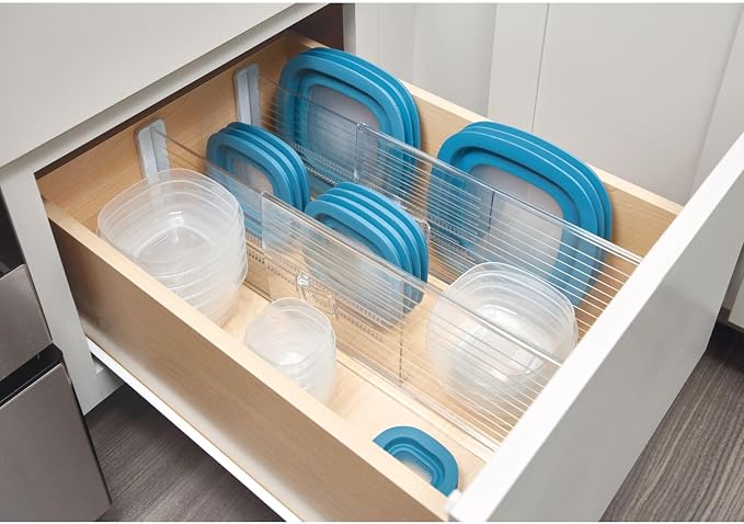 iDesign Plastic Adjustable Drawer Dividers, Clear, Set of 2 | Kitchen, Dresser, Desk Drawers - Image 3