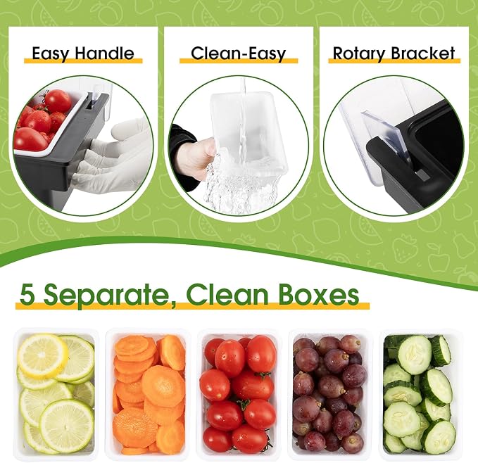Fruit, Veggie & Condiment Caddy with Lid, 5 Removable Compartments, Ice-Cooled Garnish Tray for Bartenders, Pizza Topping Organizer, Taco Bar Cooler, Portable Condiment Serving Tray | Ice chamber, keeps fruit & toppings chilled, 5 separate sections, re... - Image 4