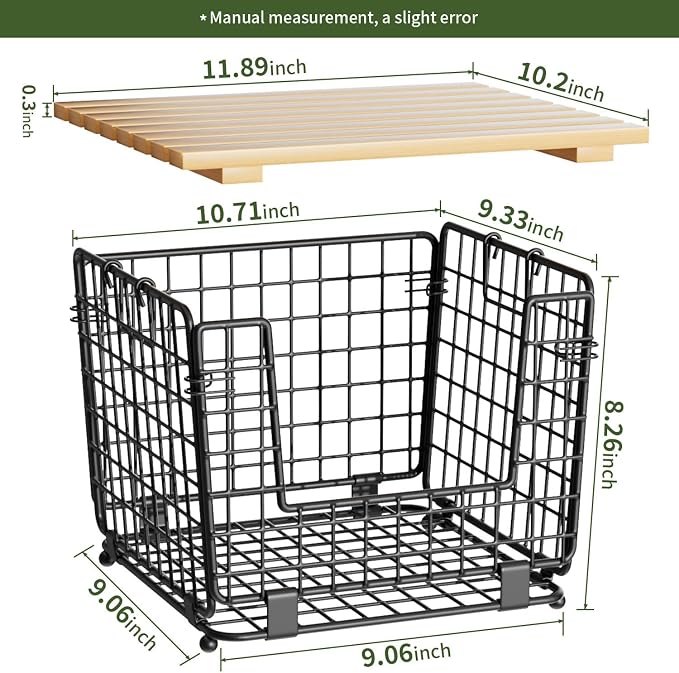 Wire Storage Basket for Kitchen Pantry: Stackable Kitchen Counter Organizers - Wire Organizing Bin for Produce Vegetable Potato and Onion Black - Image 6
