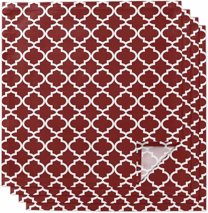 Cloth Napkins Set of 4-20x20 Inches, Red Moroccon Washable Reusable Table Napkins, Vintage Farmhouse Minimalist Motifs Art Soft & Absortbent Dining Napkin for Party Wedding Hotel Restaurant by Unknown