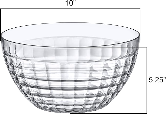 Carlita - 150-Ounce Plastic Serving Bowls (Set of 2), 10-Inch Clear Salad Bowl Set, BPA-Free, Shatter-Proof, Dishwasher-Safe, Stackable, Great for Salad, Fruit, Cereal, Snack, and More - Image 3