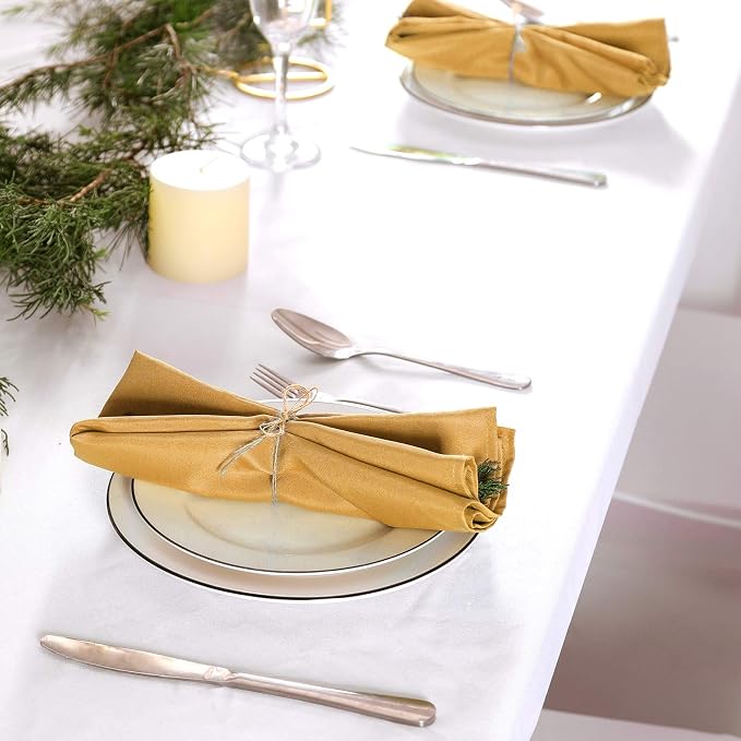 25pcs Polyester Cloth Napkins - 17 x 17 inch Gold Washable Dinner Napkins with Hemmed Edges for Restaurant/Wedding/Hotel(25,Gold) - Image 6