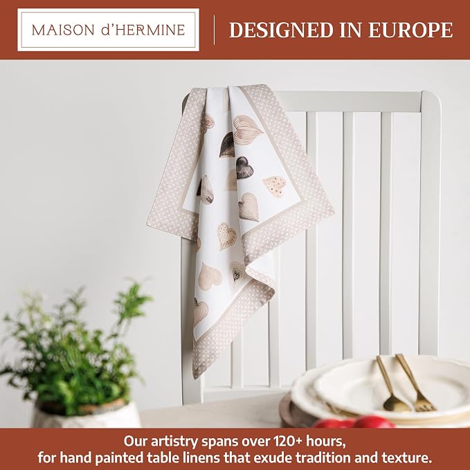 Maison d' Hermine Cloth Napkins Set of 4 Reusable 100% Cotton (18" x 18") | Everyday Square Napkins Cloth Washable Dinner Party Wedding Restaurant Hotel Kitchen Spring Summer - Lovely Hearts - Image 2