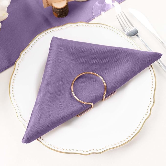 Efavormart Premium Cloth Napkins Set of 25, 20x20 Inch Violet Seamless Dinner Napkins, Washable Linen Table Napkin Cloth with Hemmed Edges for Weddings, Party and Banquet - Image 2