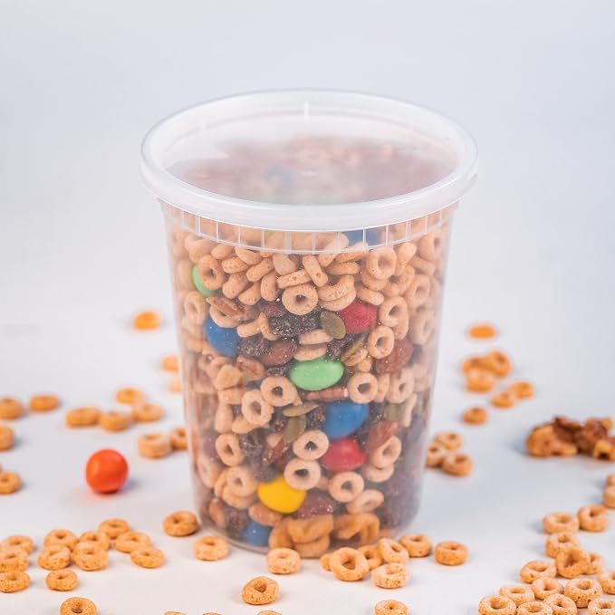 [32 OZ, 20 Sets] Plastic Deli Food Storage Containers with Airtight Lids | Microwave-, Freezer-, Dishwasher-Safe | BPA Free | Heavy-Duty | Meal Prep | Leakproof | Recyclable - Image 4
