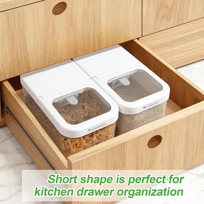 12 Lbs Rice Flour Sugar Storage Containers Dry Food Holder with Flip-up Lid | Airtight 6.5 Qt Crystal-Clear BPA Free Plastic Pet Dog Food Storage Container Bin for Kitchen Pantry Organization - Image 3