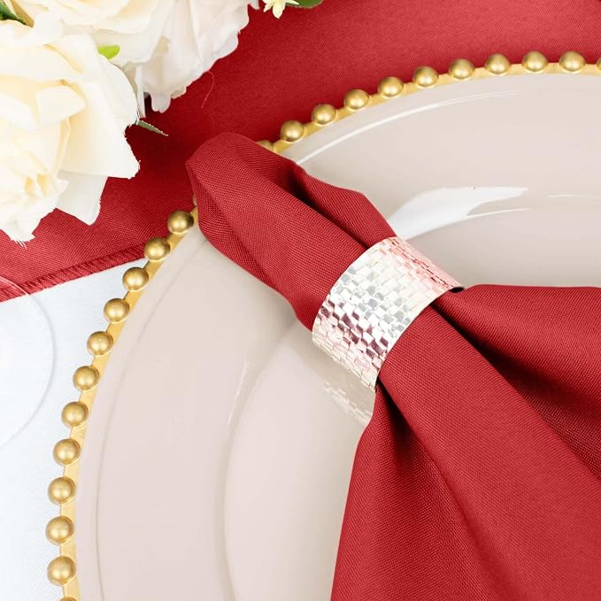 Efavormart Premium Cloth Napkins Set of 50, 20x20 Inch Red Seamless Dinner Napkins, Washable Linen Table Napkin Cloth with Hemmed Edges for Weddings, Party and Banquet - Image 6