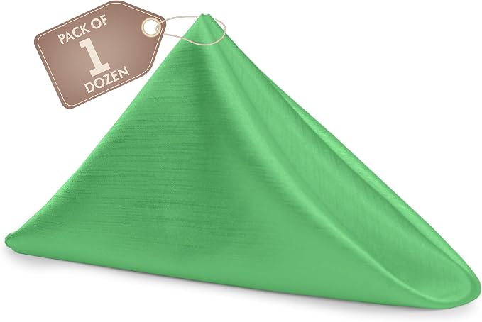 17 x 17-Inch Shantung Satin Cloth Napkins, Kelly Set of 12 by UltimateTextile