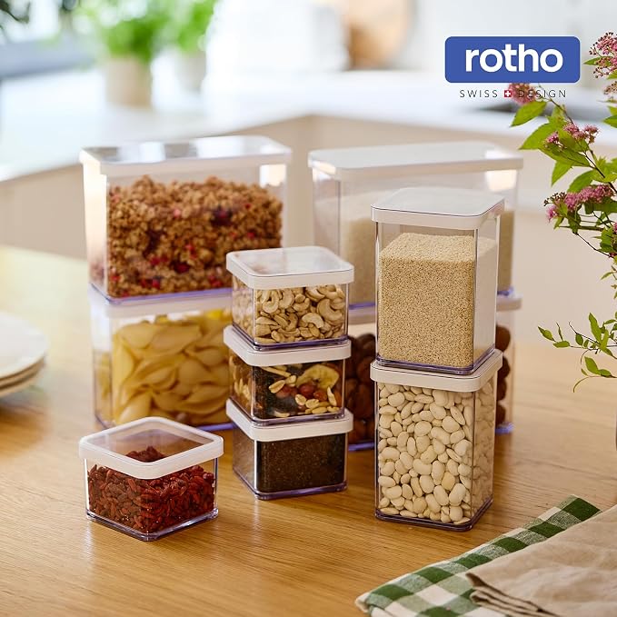 Rotho Loft Storage Box Set of 24 Plastic Boxes with Lid Airtight White | Airtight Storage Box, Plastic Boxes with Lid, Rotho Storage Jars, Aroma-proof, Stackable, Modular, Dishwasher Safe - Image 6