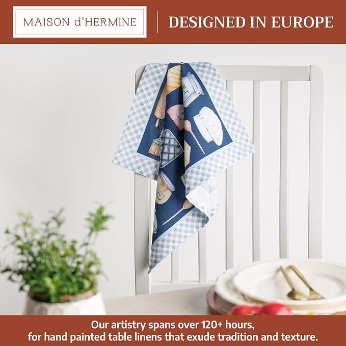 Maison d' Hermine Cloth Napkins Set of 4 Reusable 100% Cotton (18" x 18") | Everyday Square Napkins Cloth Washable Dinner Party Wedding Restaurant Hotel Kitchen Spring Summer - Let's Bake - Image 2