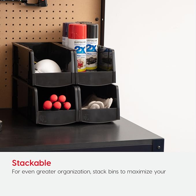 IRIS USA 15-Pack, Extra Small Stackable Storage Bins, Black | Organize small parts, hardware, craft supplies, pantry items, and household essentials with open-front access, stackable bins - Image 7