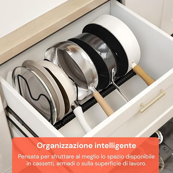 Avilia Extendable Stainless Steel Kitchen Sink Organizer with Stand, Ideal for Lids, Pans and Kitchen Organization Space Saving - Image 7