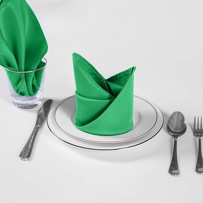 Cloth Napkins 20x20 inch Washable Polyester Dinner Napkins Soft Table Napkins for Wedding Party Dining Banquet(Emerald,12PCS) - Image 4