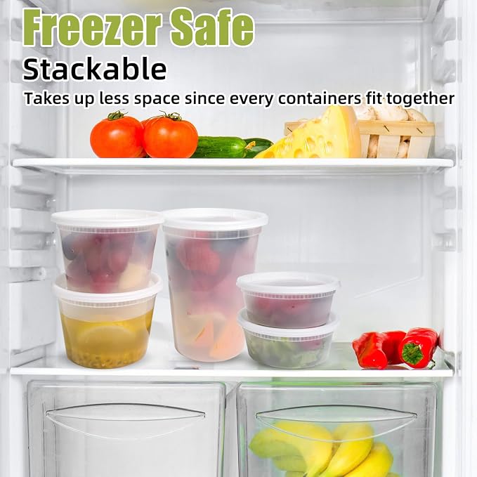 EASYTRIP [240 sets] 16oz Deli Containers with Lids，Food Storage Container with airtight lid，Plastic Soup Containers with Lids Meal Prep/BPA Free/Freezer Safe/Dishwasher Safe/Microwave Safe/Stackable - Image 5