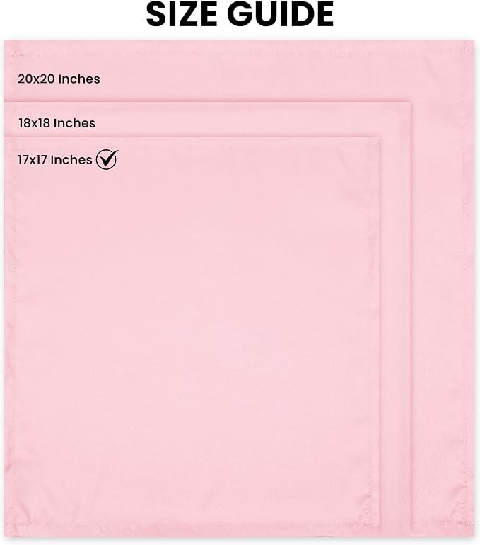 Utopia Home [24 Pack, Pink] Cloth Napkins 17x17 Inches, 100% Polyester | Hemmed Edges, Washable and Reusable Ideal for Parties, Weddings and Dinners - Image 2