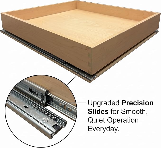 HardRock MDF Pull-Out Cabinet Drawer Organizer 14"W x 18"D | Heavy Duty (100Lbs) Wooden Pullout Inserts, Soft Close Sliding Shelf for Kitchen Cabinets, Pantry, Storages - Fully Assembled - Image 8